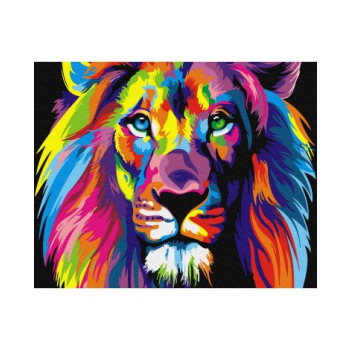 Malowanie po numerach Tęczowy Lew 40x50 Płótno + Farby + Pędzle